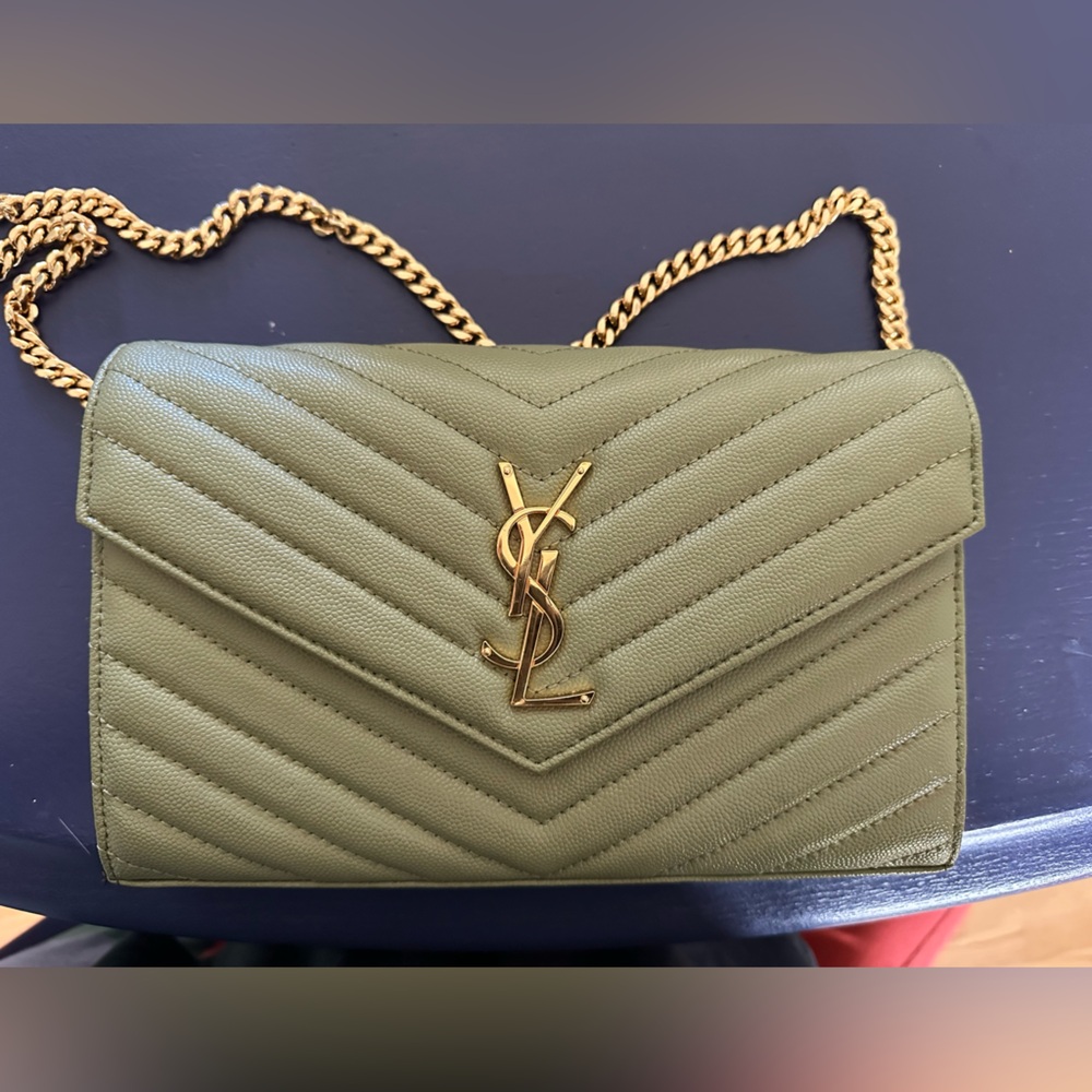 Yves Saint Laurent Green Cassandre Crossbody Quilted Bag